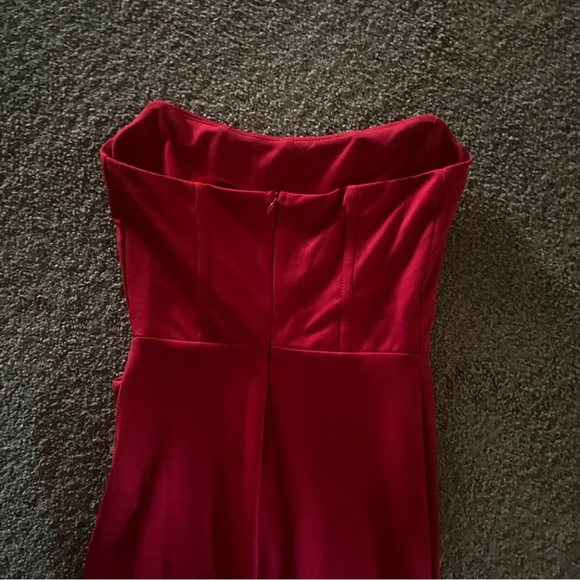 Like New Red Semi Formal Tube Top Long Dress With Slit XS - Picture 7 of 7